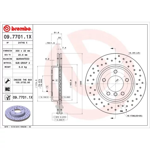 Brzdový kotúč BREMBO 09.7701.1X