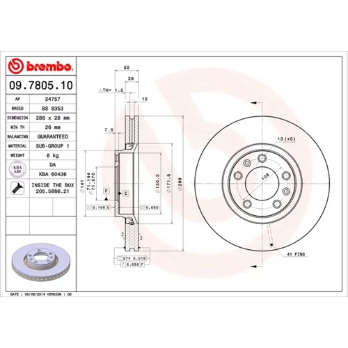 Brzdový kotúč BREMBO 09.7805.10