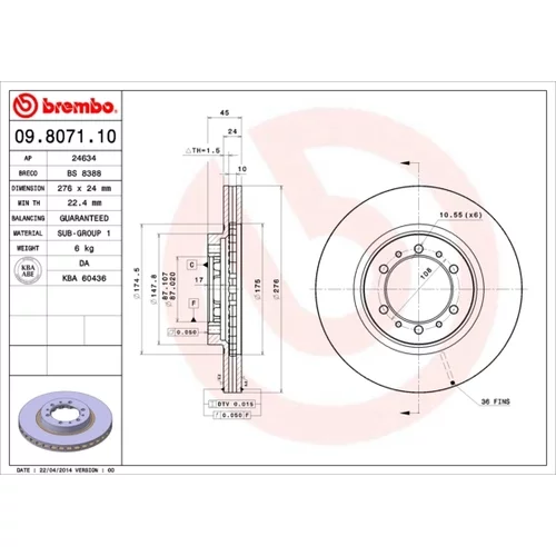 Brzdový kotúč BREMBO 09.8071.11