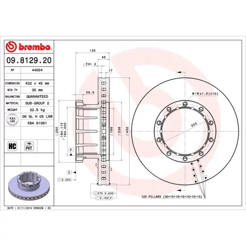 Brzdový kotúč BREMBO 09.8129.20