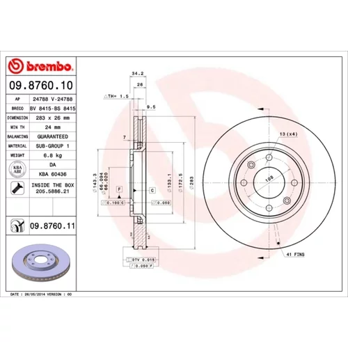 Brzdový kotúč BREMBO 09.8760.11