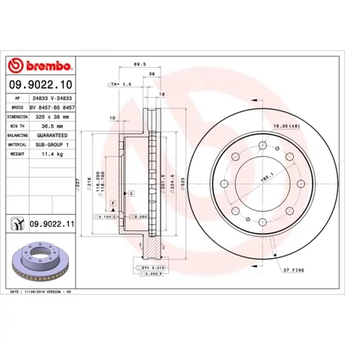 Brzdový kotúč BREMBO 09.9022.11