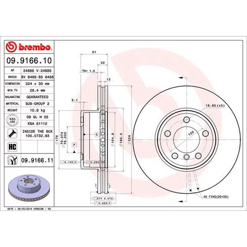 Brzdový kotúč BREMBO 09.9166.11