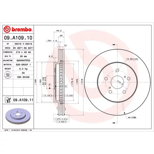 Brzdový kotúč BREMBO 09.A109.10