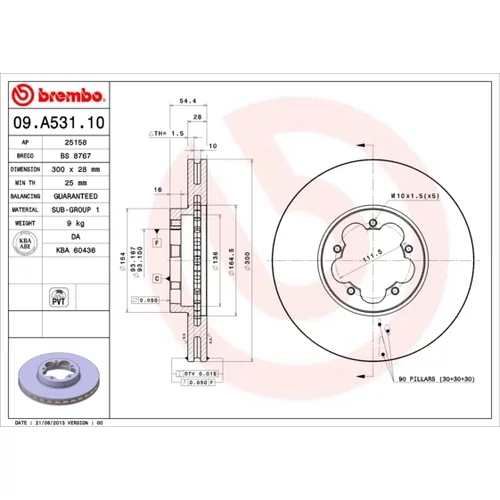 Brzdový kotúč BREMBO 09.A531.10