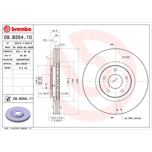 Brzdový kotúč BREMBO 09.B354.11