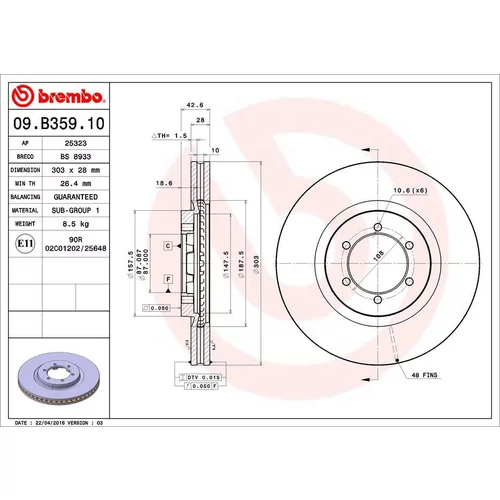 Brzdový kotúč BREMBO 09.B359.10