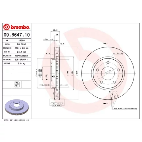 Brzdový kotúč BREMBO 09.B647.11