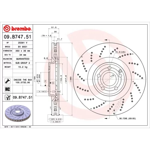 Brzdový kotúč BREMBO 09.B747.51