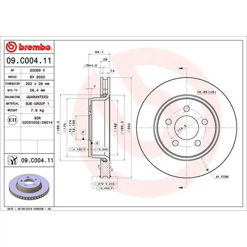 Brzdový kotúč BREMBO 09.C004.11