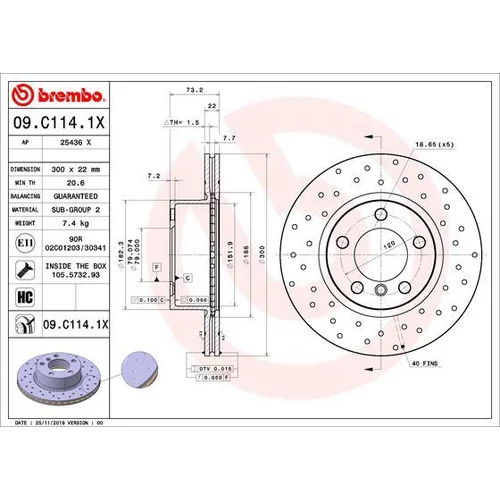 Brzdový kotúč BREMBO 09.C114.1X