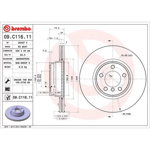 Brzdový kotúč BREMBO 09.C116.11