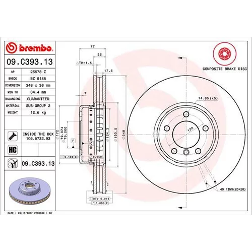 Brzdový kotúč BREMBO 09.C393.13