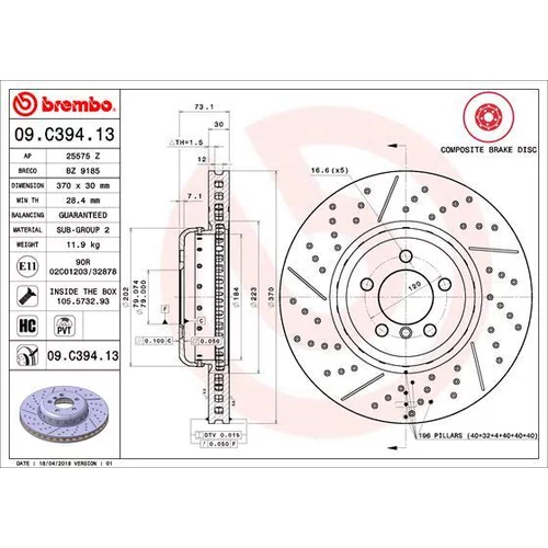 Brzdový kotúč 09.C394.13 /BREMBO/