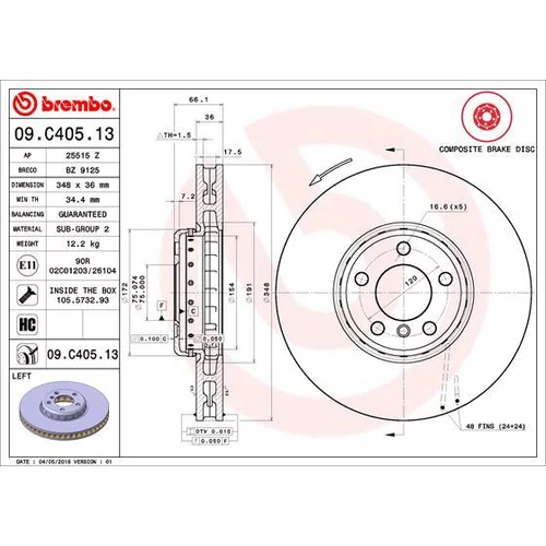 Brzdový kotúč BREMBO 09.C405.13