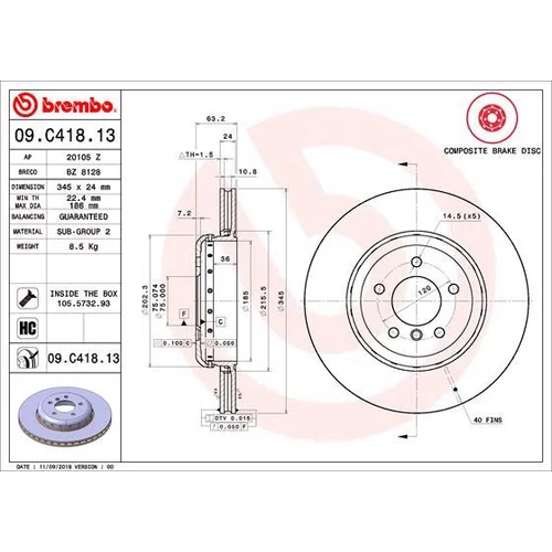 Brzdový kotúč 09.C418.13 /BREMBO/