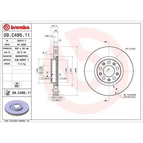 Brzdový kotúč BREMBO 09.C495.11