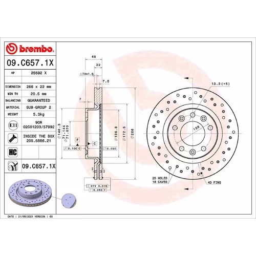 Brzdový kotúč BREMBO 09.C657.1X