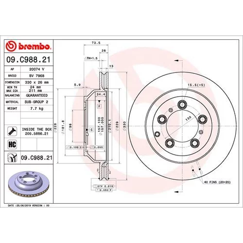 Brzdový kotúč BREMBO 09.C988.21