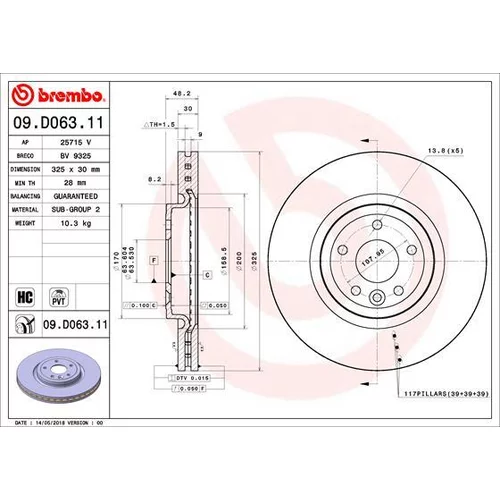 Brzdový kotúč BREMBO 09.D063.11