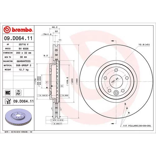 Brzdový kotúč BREMBO 09.D064.11