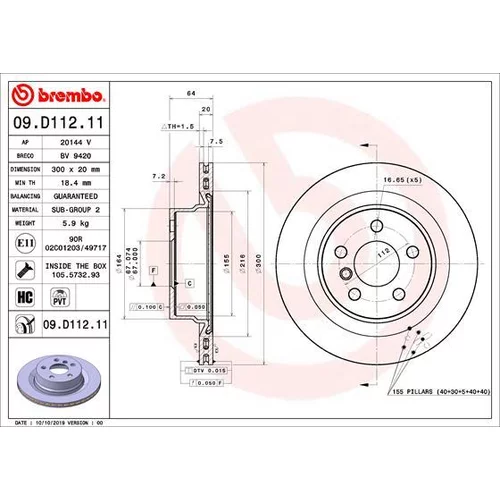 Brzdový kotúč BREMBO 09.D112.11