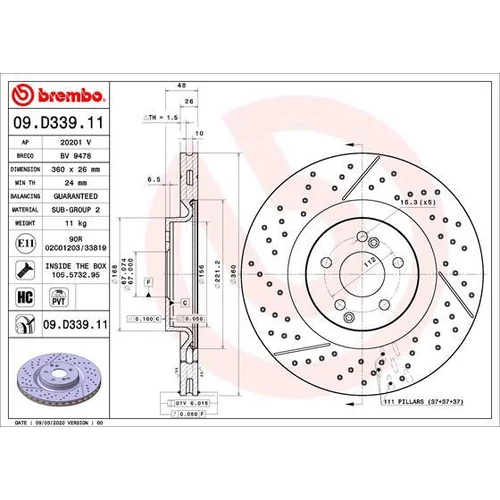 Brzdový kotúč BREMBO 09.D339.11