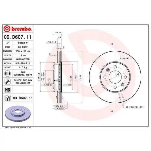 Brzdový kotúč BREMBO 09.D607.11