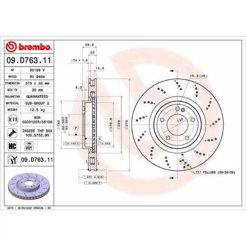 Brzdový kotúč BREMBO 09.D763.11