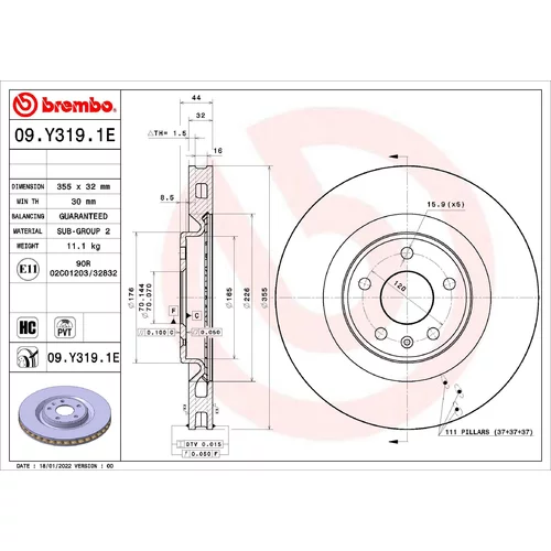 Brzdový kotúč BREMBO 09.Y319.1E