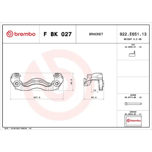 Sada držiakov brzd. strmeňov BREMBO F BK 027 - obr. 1