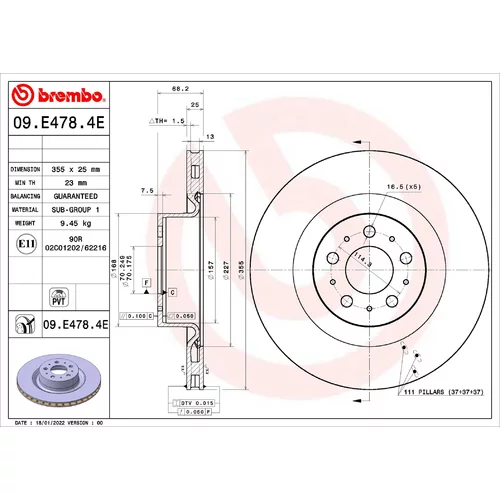 Sada bŕzd, Kotúčová brzda BREMBO KT 08 042