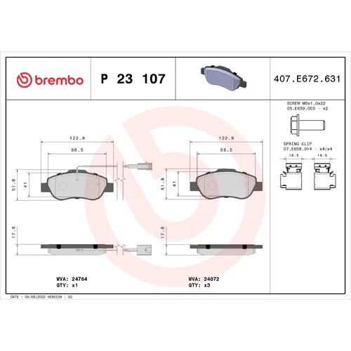 Sada brzdových platničiek kotúčovej brzdy BREMBO P 23 107