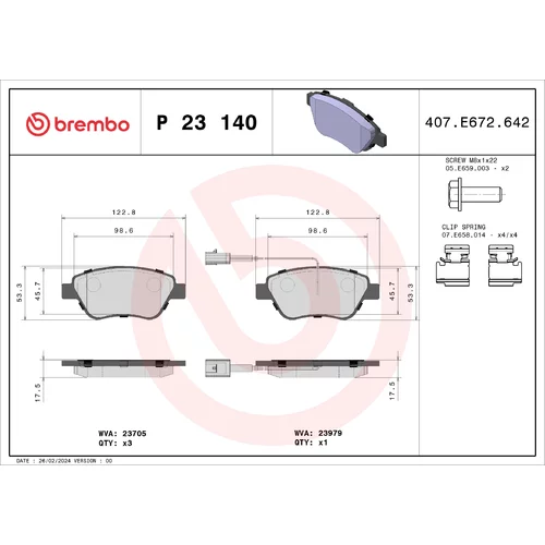 Sada brzdových platničiek kotúčovej brzdy BREMBO P 23 140