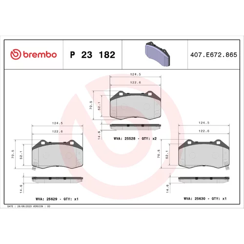 Sada brzdových platničiek kotúčovej brzdy BREMBO P 23 182