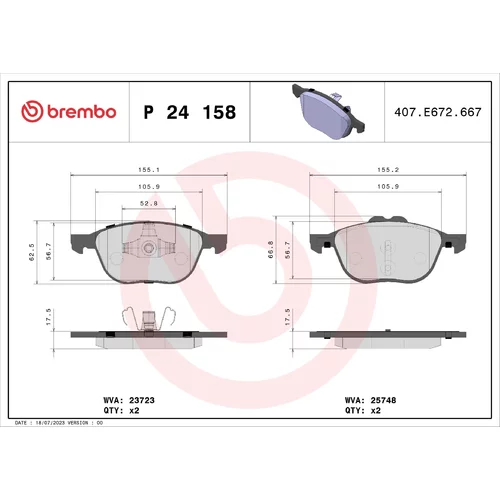 Sada brzdových platničiek kotúčovej brzdy P 24 158 /BREMBO/