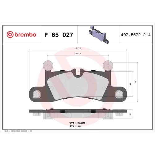 Sada brzdových platničiek kotúčovej brzdy BREMBO P 65 027