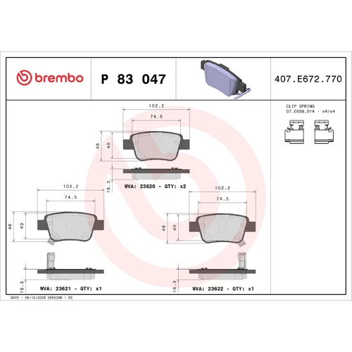 Sada brzdových platničiek kotúčovej brzdy BREMBO P 83 047