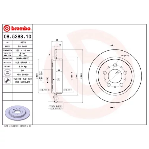 Brzdový kotúč BREMBO 08.5288.10