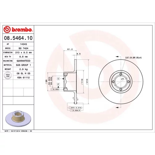 Brzdový kotúč BREMBO 08.5464.10