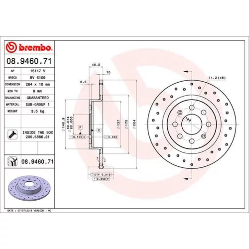 Brzdový kotúč BREMBO 08.9460.71