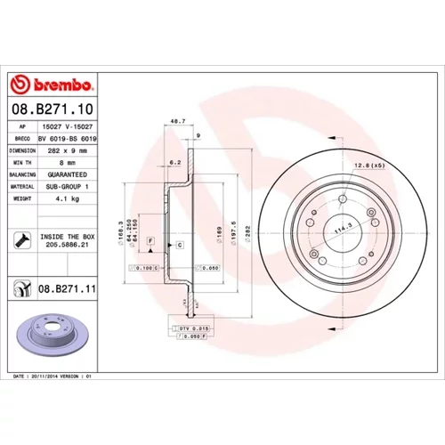 Brzdový kotúč BREMBO 08.B271.11