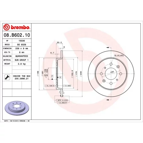 Brzdový kotúč BREMBO 08.B602.10