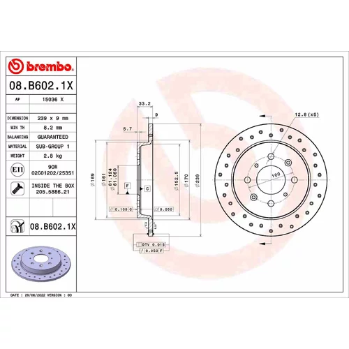 Brzdový kotúč BREMBO 08.B602.1X