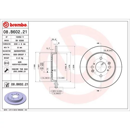 Brzdový kotúč BREMBO 08.B602.21