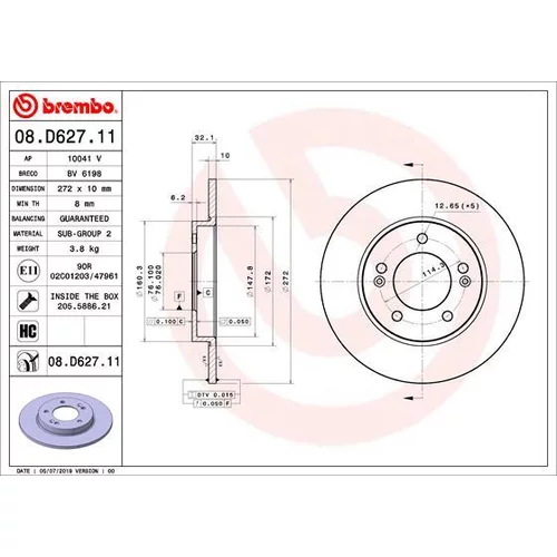 Brzdový kotúč BREMBO 08.D627.11