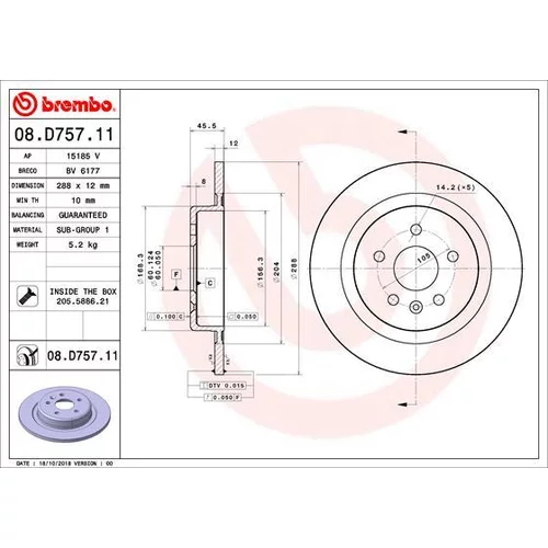 Brzdový kotúč BREMBO 08.D757.11