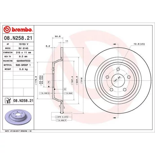 Brzdový kotúč BREMBO 08.N258.21