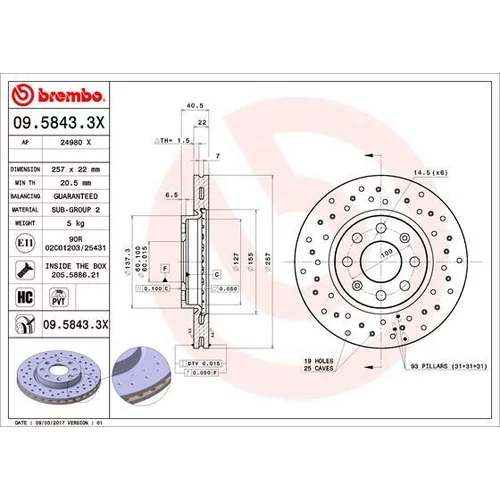 Brzdový kotúč 09.5843.3X /BREMBO/