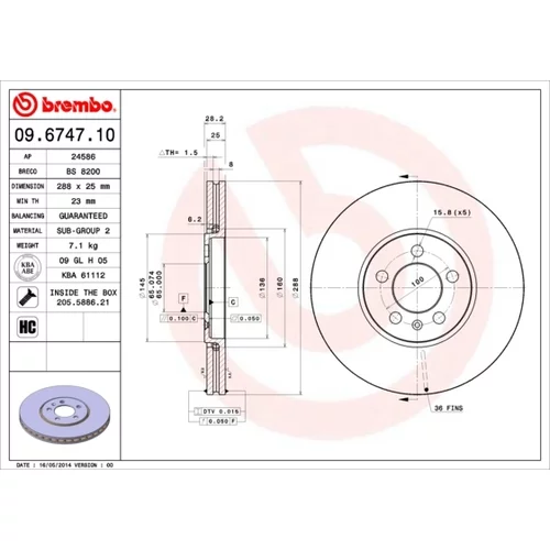 Brzdový kotúč BREMBO 09.6747.10